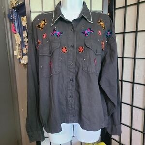 SL NY black bling butterfly shacket XL